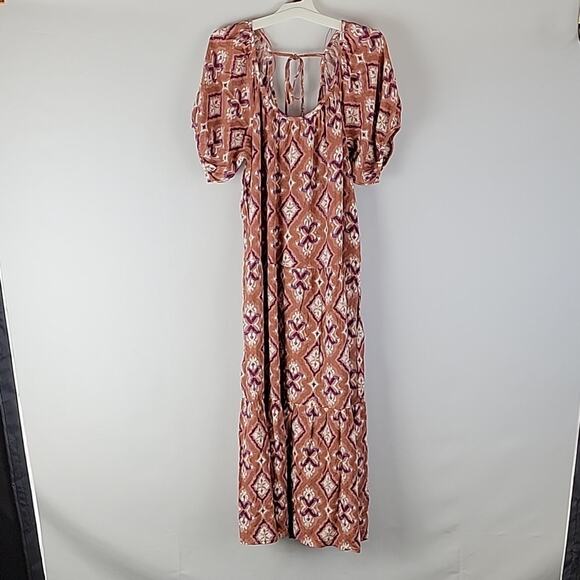 Knox Rose Short Sleeve Mid-Length Dress, Cognac Print, Sz L, NWT - Picture 2 of 7